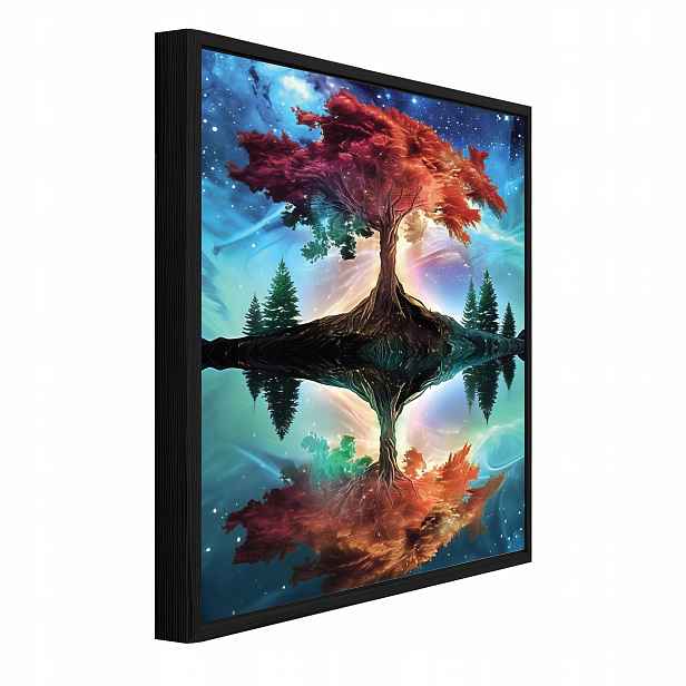 Obraz V Černém Rámu Na Plátně Dřevo Abstrakce Obývací Pokoj Ložnice 90x60