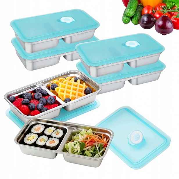 Sada 6 Ks Krabička Bento Z Nerezové Oceli a 2 komory Ocean Blue 30 Oz
