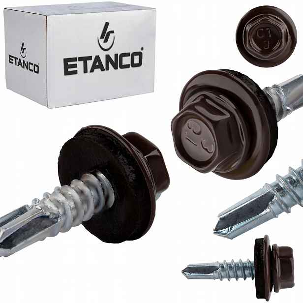 Samovrtné šrouby do kovu 3 mm 4,8 x 19 mm Ral 8017 250 ks Etanco GT3 Z14