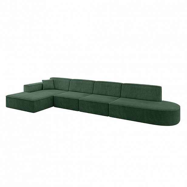 ALTDECOR ROHOVÁ SEDACÍ SOUPRAVA s otomanem vlevo IREA-L3-v4 – 412 × 165 × 77 cm, zelená