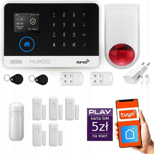 Bezdrátový alarm WiFi Gsm 4G, Tuya, sada alarmu Huxgo HXA003 D5WS