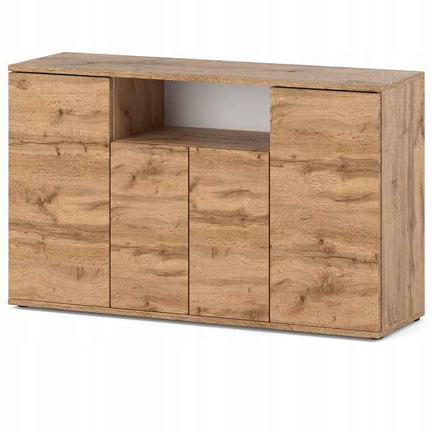 Komoda 120 CM 4 Dvířka Wotan Moderní Rtv Skříňka Loft Do Obývacího Pokoje Ložnice