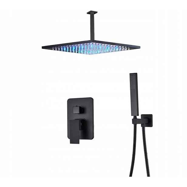 Podomítkový Set Černý Mat Dešťová Sprcha Led Box 25CM