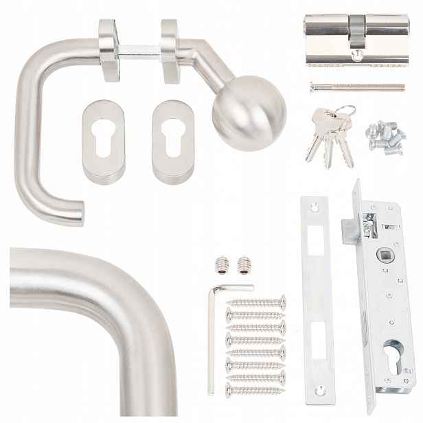 Sada Pro Bránu Inox Premium Klika-knoflík Pravý Pružinový Posilovač