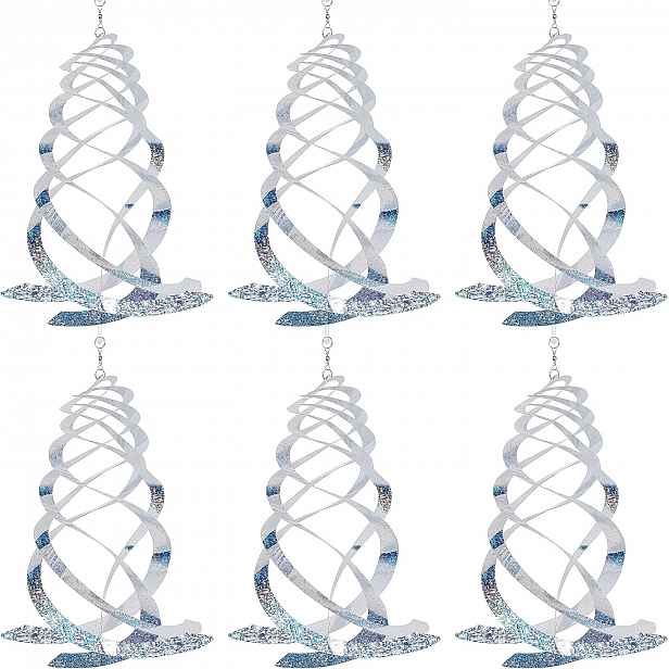TEMU 6ks Spirálové Odpuzovače Ptáků, Stříbrné Mylar Odrazné Vrtulky, Závěsné Reflexní Zařízení na Odpuzování Ptáků, Dekorace do Zahrady na Plašení
