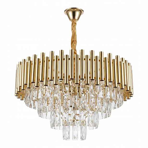 Závěsná lampa Exkluzivní kulatá zlatá sloupky 9 bodů E14 Toolight