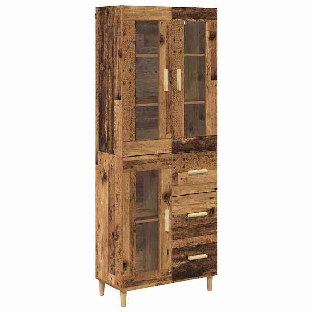 vidaXL Vysoký bufet Staré dřevo 69,5 x 34 x 180 cm Kompozitní dřevo