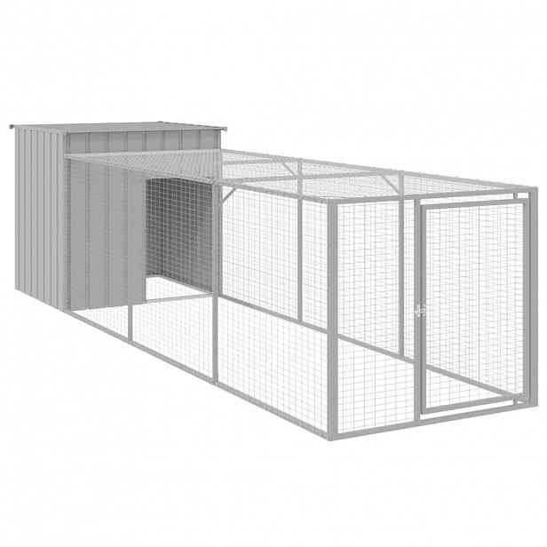 vidaXL Kurník s výběhem světle šedý 110x405x110 cm pozinkovaná ocel