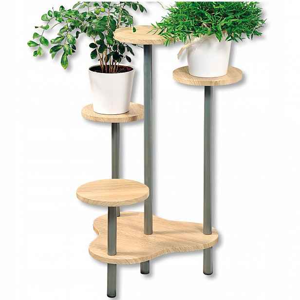 Moderní Držák Na Květináč Stojan na čtyři květiny dub sonoma dekorativní 72 cm