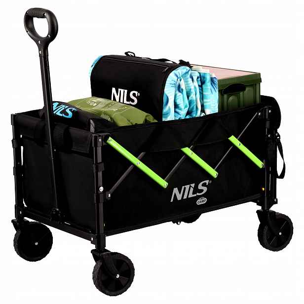 Skládací turistický vozík Nils Camp 100L Černo-zelený ocelový 90 Kg