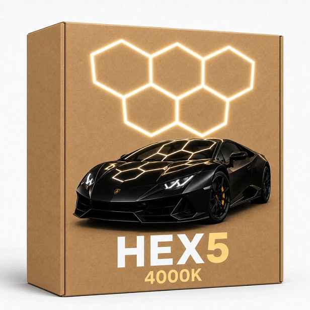 Výkonné Led stropní osvětlení černé 168W 4000K garáž Hexagon 5 panelů