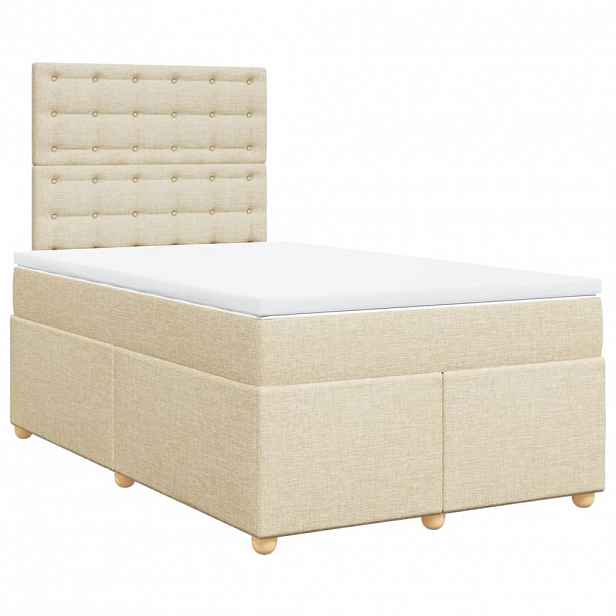 vidaXL Box spring postel s matrací krémová 120x200 cm textil