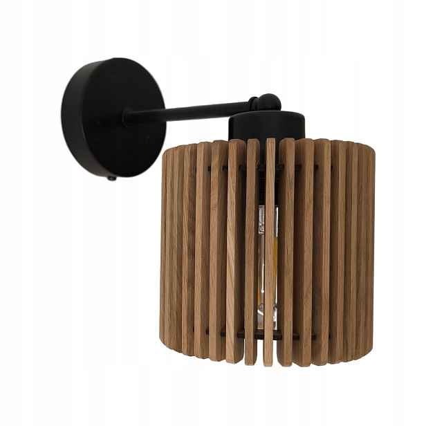 nástěnná lampa dubová prémiová led kulatý loft 19 Cm lamelová dřevěná lampa