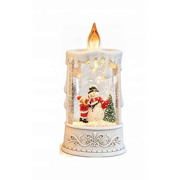 Svítící Led Vánoční Svíčka S Vodou, Sněhulák, Ozdoba 23,5 CM