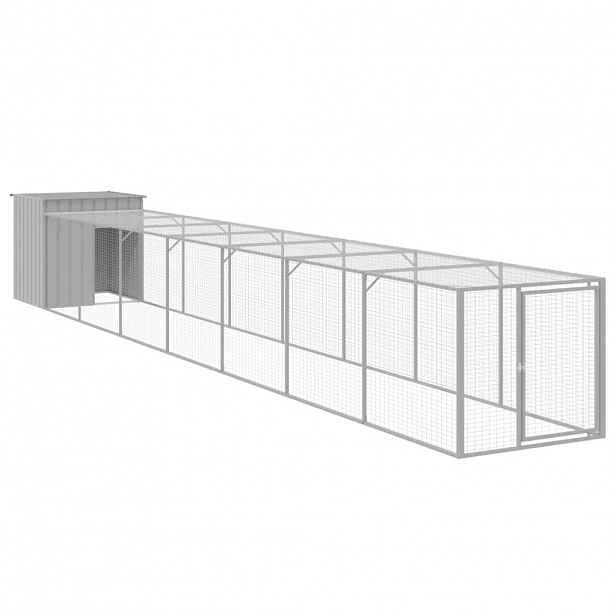 vidaXL Kurník s výběhem světle šedý 110x813x110 cm pozinkovaná ocel