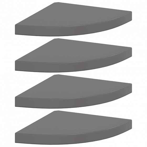 vidaXL Plovoucí rohové police 4 ks šedé vysoký lesk 35x35x3,8 cm MDF