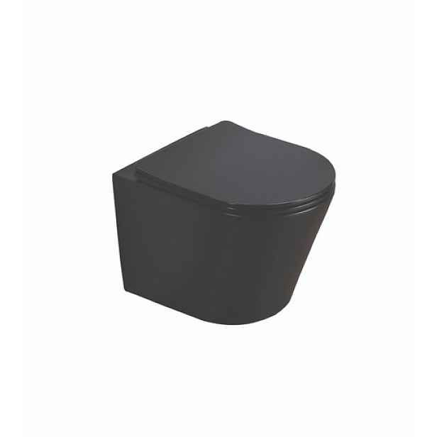 Wc s prkénkem softclose závěsné Swiss Aqua Technologies Infinitio černá mat zadní odpad SATINF010RREXPBKM