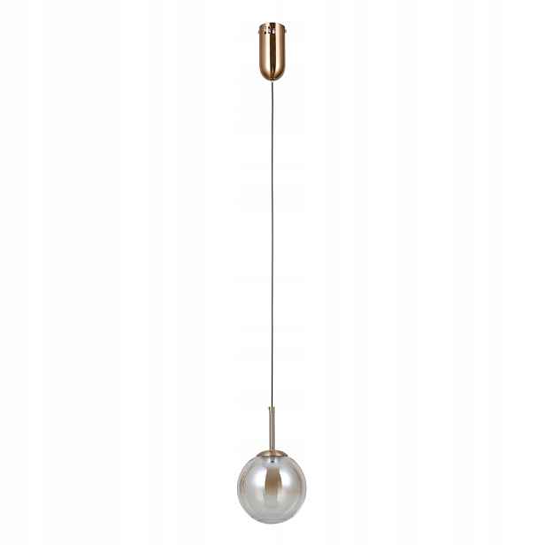 Italux Závěsná lampa Velada zlatá Led koule 5W sklo jantar 3000K