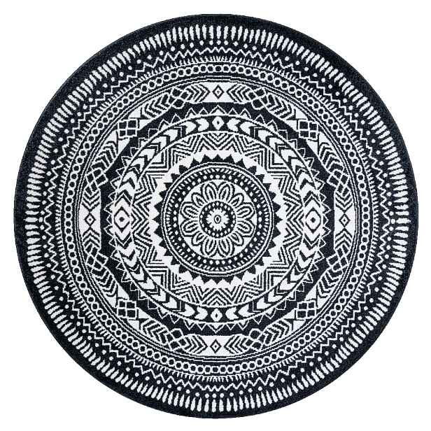 Kusový koberec Napkin black kruh, 100x100 (průměr) kruh, černobílá, chodba / předsíň, Dywany Łuszczów