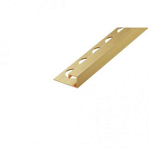 Lišta ukončovací "P" Eviso gold kartáčovaný, nerez PVD, délka 270 cm, výška hrany 10 mm, FIPG0002