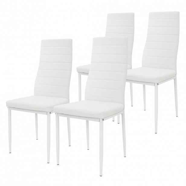 ML-DESIGN JÍDELNÍ ŽIDLE, SADA 4 KS, bílá, umělá kůže