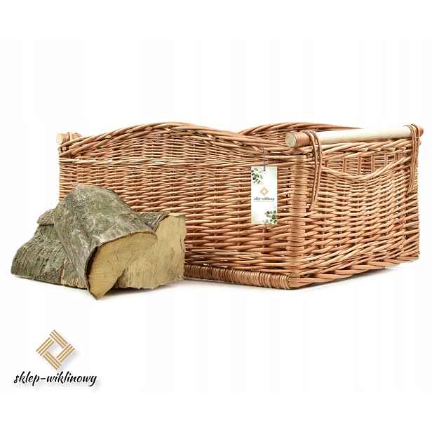Proutěný box na dřevo a palivo silný proutěný koš s držadly 60 cm