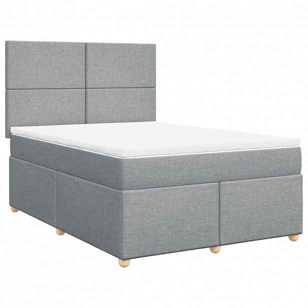 vidaXL Box spring postel s matrací světle šedá 140 x 190 cm textil