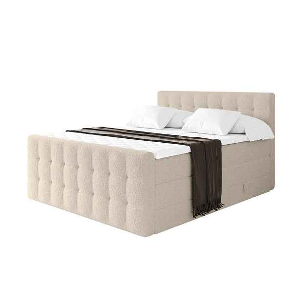 ALTDECOR BOXSPRINGOVÁ POSTEL s matrací H3/H4 - IGAN-Z KING - 200x200 cm Tmavě béžová
