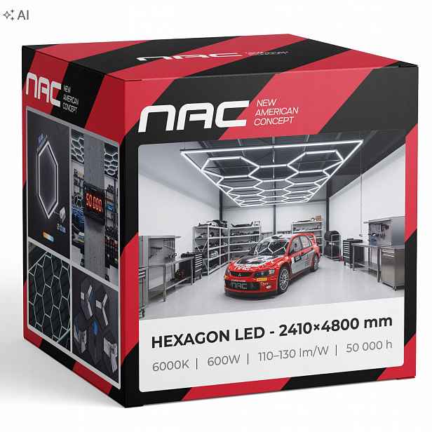 Led Panelová Lampa S Rámečkem Hexagon Stropní Osvětlení Garáž Dílna 241x480