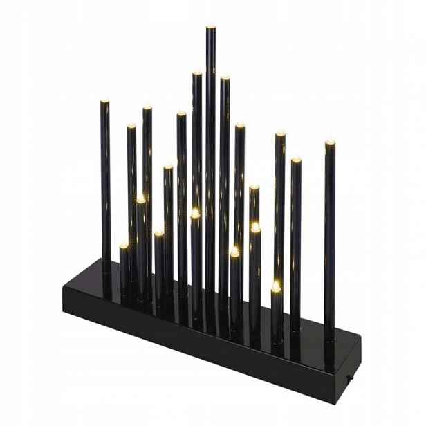 Led svícen černý, 27,5 cm, 3x Aa, vnitřní, teplá bílá, časovač