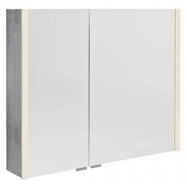 Sapho Alix - Zrcadlová skříňka s LED osvětlením 86x70x18 cm, 2x dvířka, dub stříbrný AX186-0011