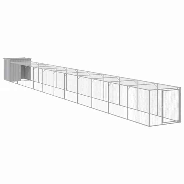 vidaXL Kurník s výběhem světle šedý 110x1 221x110 cm pozinkovaná ocel