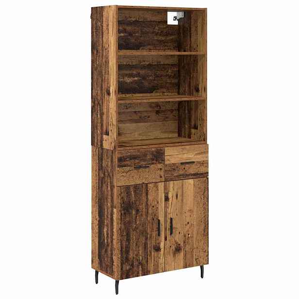 vidaXL Vysoký bufet 2 ks Staré dřevo 69,5 x 32,5 x 180 cm