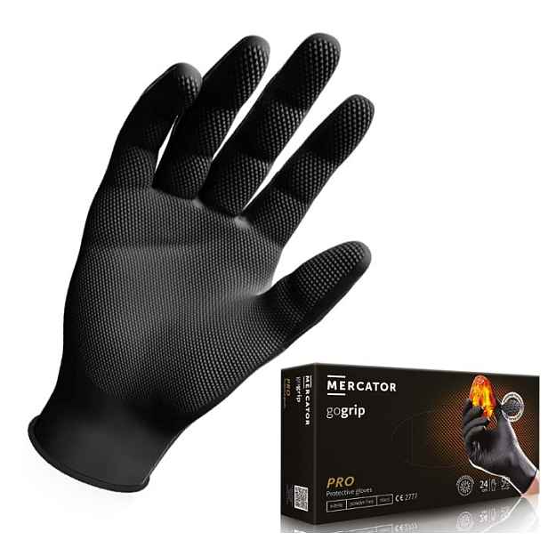 Mercator medical Rukavice GoGrip Nitril černé vel.S 50ks/bal