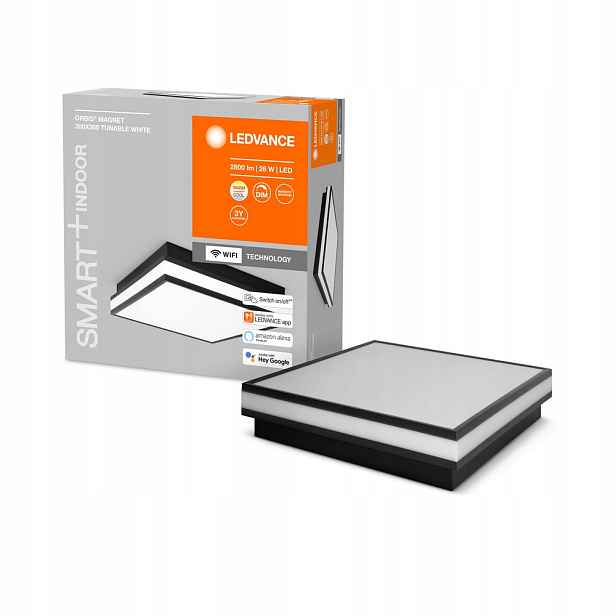 Stropní Svítidlo 26W 1400lm Cct stmívatelný Čtvercový Černý Smart+ WiFi Magnet