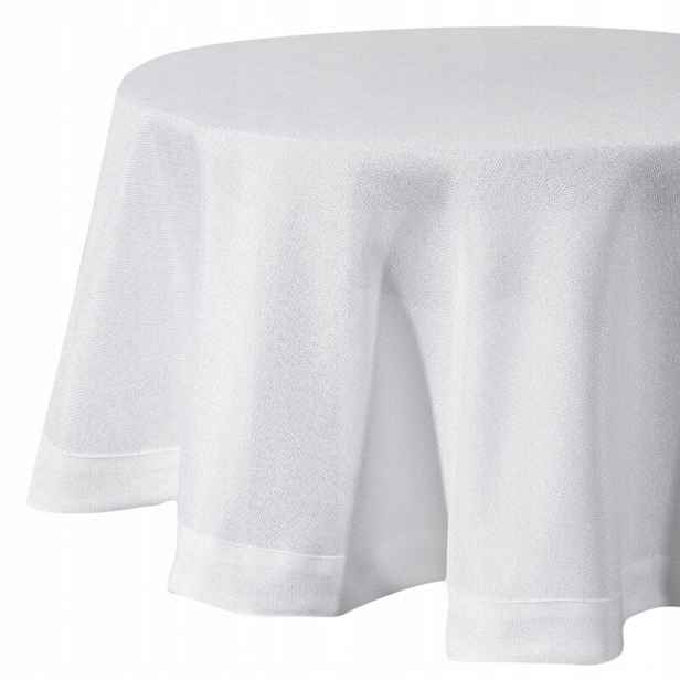 Ubrus Stella 150 cm kulatý bílý s plátěnou strukturou