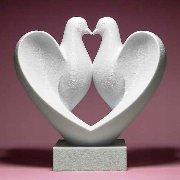 Zamilované holubičky Figurka Soška Dekorace 3D tisk 15 cm Valentýn
