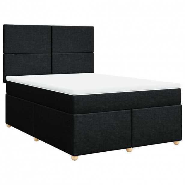 vidaXL Box spring postel s matrací černá 140 x 190 cm textil