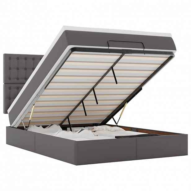 vidaXL Osmanský rám postele s matrací šedá 140x190cm umělá kůže