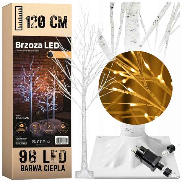 Led bříza 120 cm 96 led dekorace vánoční stromek Vánoce