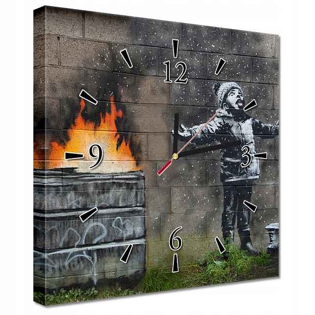 Nástěnné hodiny 30x30 Banksy Smog Sníh