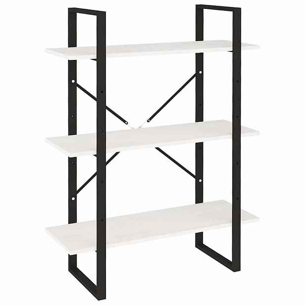 vidaXL Knihovna se 3 policemi bílá 80 x 30 x 105 cm masivní borovice