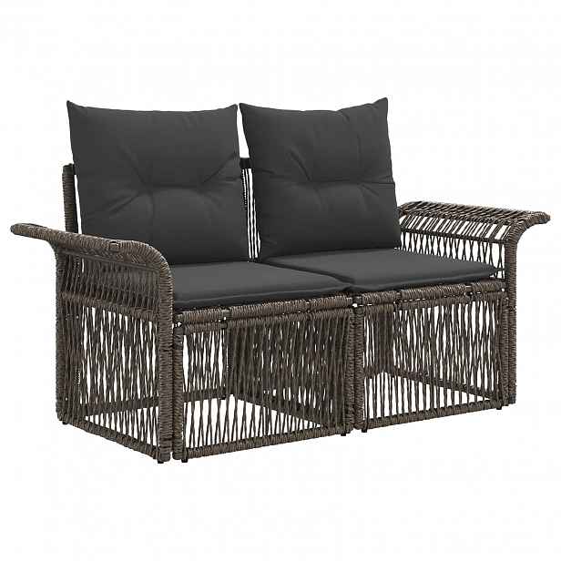 vidaXL Zahradní sofa 2-Počet míst Šedá polyratan