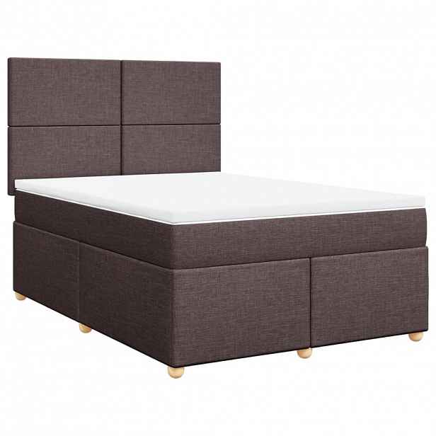 vidaXL Box spring postel s matrací tmavě hnědá 140x190 cm textil