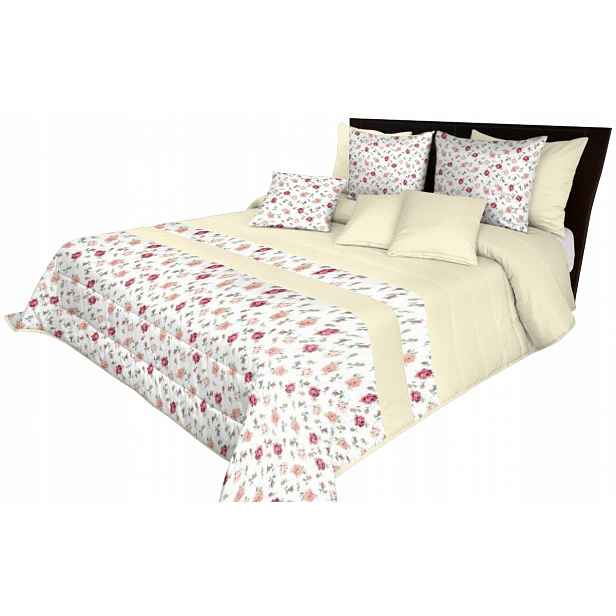 Prošívaný Přehoz 240x240 Na Postel Květiny Elegantní