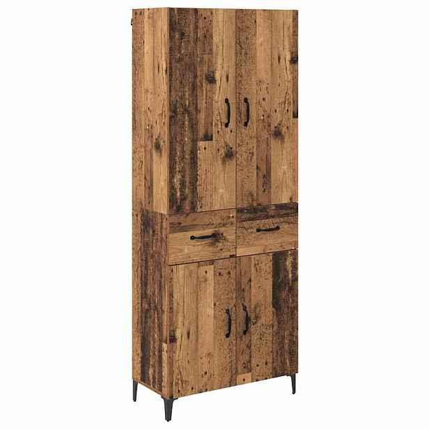 vidaXL Vysoký bufet Staré dřevo 69,5 x 34 x 180 cm Kompozitní dřevo