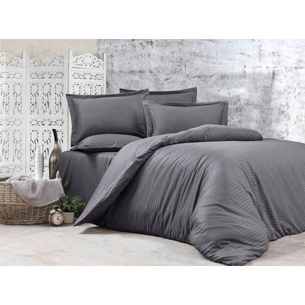 Hotelové povlečení Softsleep Damašek grafit 100% bavlna 180×200