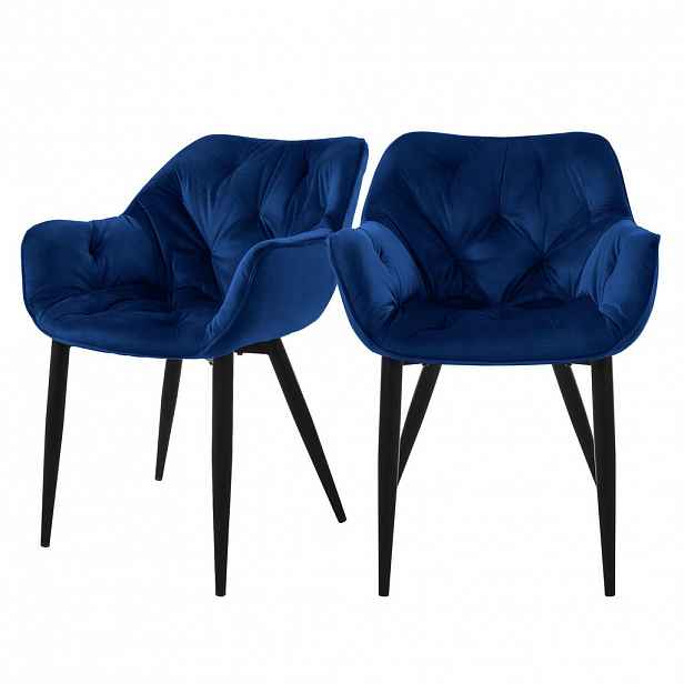 ML-DESIGN JÍDELNÍ ŽIDLE 2ks tmavě modrý samet