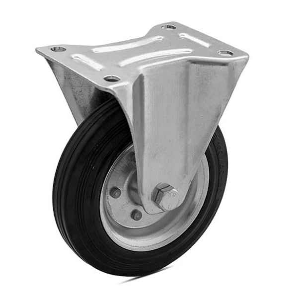 Pevné pojezdové kolo d125/100kg, černý kaučuk, válečkové ložisko