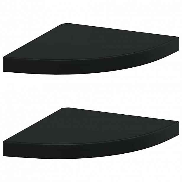 vidaXL Plovoucí rohové police 2 ks černé 35 x 35 x 3,8 cm MDF